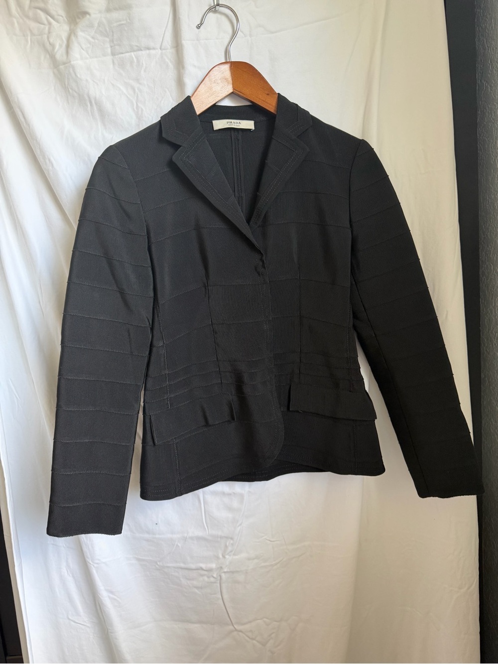 Prada Black Structured Knit Blazer
